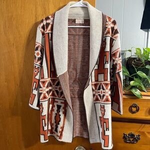 Vintage Jolie Scandinavian Style Orange and Cream Knit Size Small Cardigan